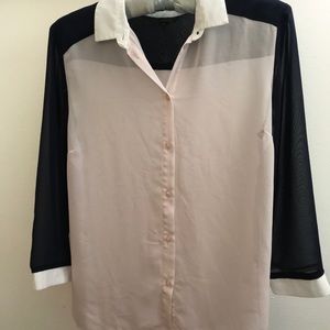 Topshop sheer button down blouse